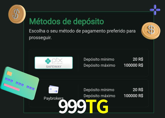 O cassino 999TG oferece uma grande variedade de métodos de pagamento